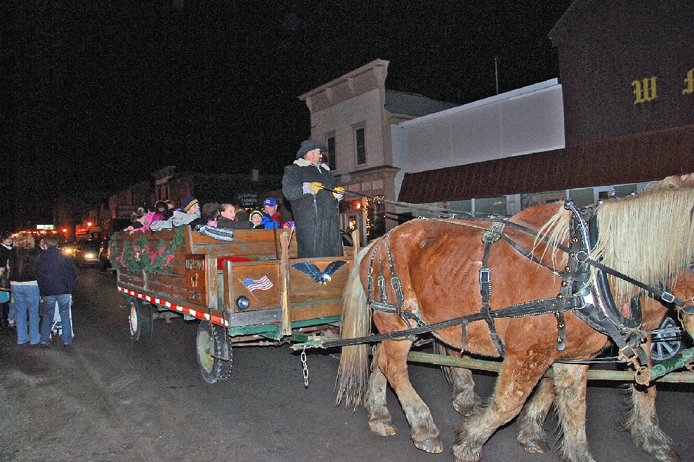 Sleigh Bells ring, as visitors to Hancock ride through the Town, while waiting for Santa to arrive.