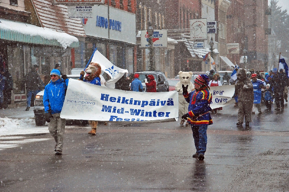 First on Saturday is the Parade. After a very mild winter thus far, winter returned this weekend, with light snow and blowing snow, and chilly temperatures. But the turnout and participation were great.