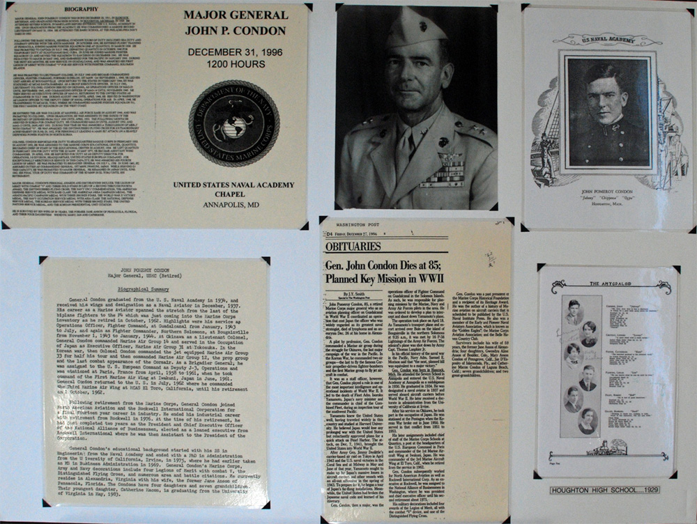 This wall display was recently rediscovered in Houghton, after having been missing for a number of years. It had been put together following the General's passing in 1996. It is currently placed in the Alfred Erickson Post 186, American Legion, in Hancock.
